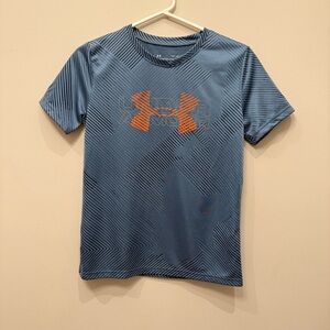 Under Armour Youth Boys Heatgear Blue Short Sleeve Logo Tee, Size L